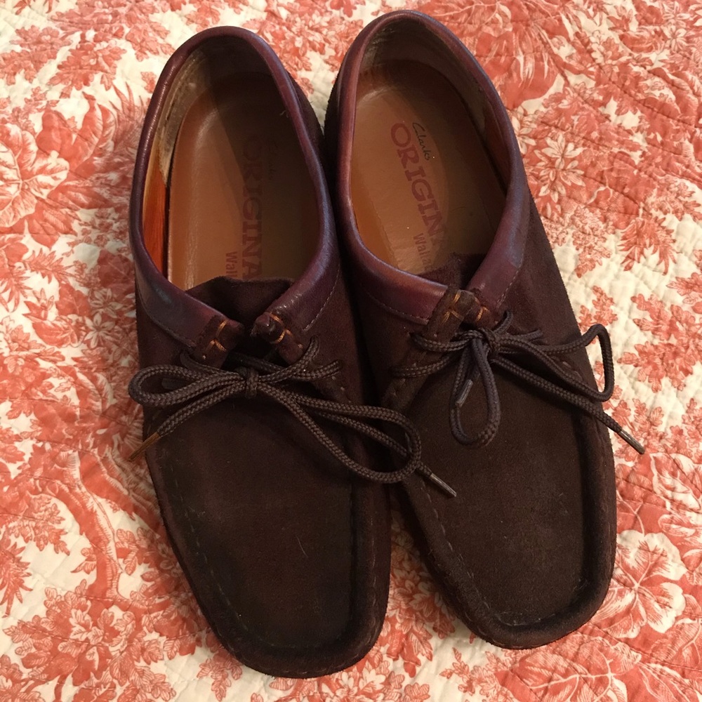 Clark’s Original Wallabee Shoes Dk Brn Suede Sz 9